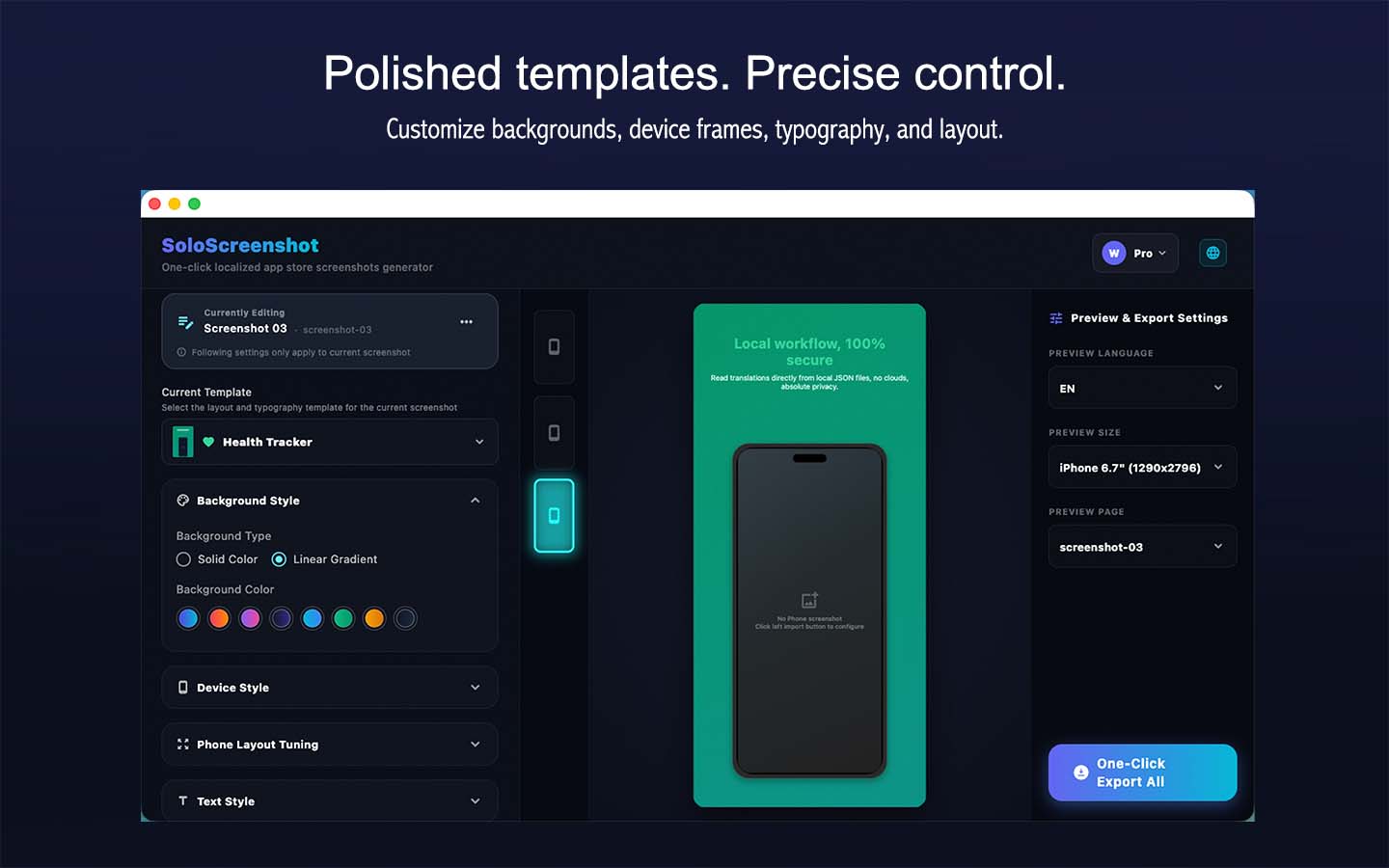 SoloScreenshot: Built-in templates
