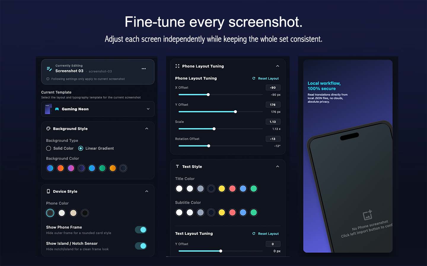 SoloScreenshot: Store-ready export